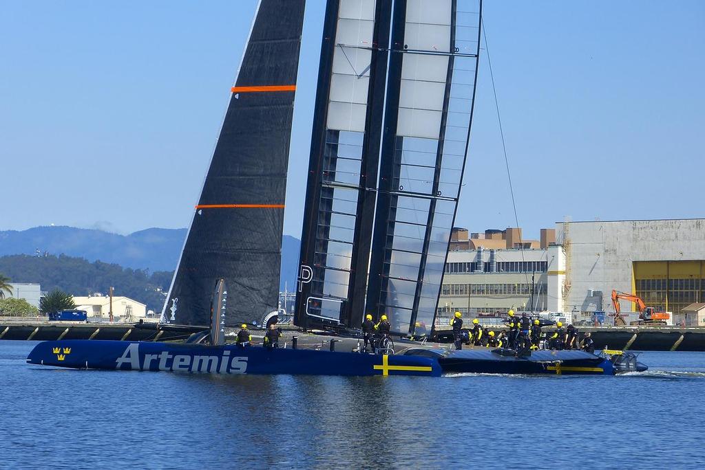 Sailing free - Artemis Racing - Blue Boat - First Sail, July 24, 2013 © John Navas 